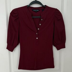 Veronica Beard Deep Red Buttoned Blouse